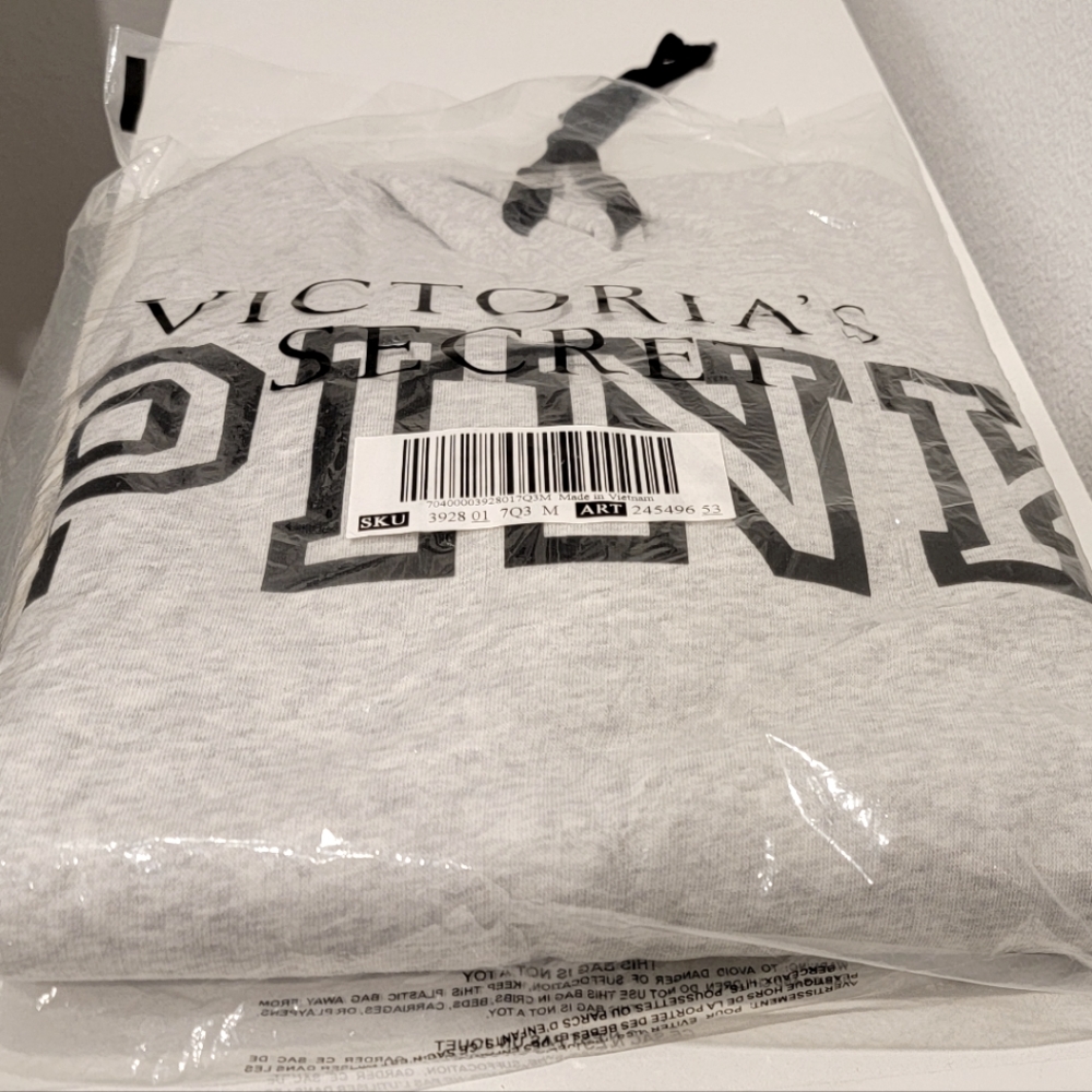PINK Heather Gray Hoodie / Sweatshirt NIB